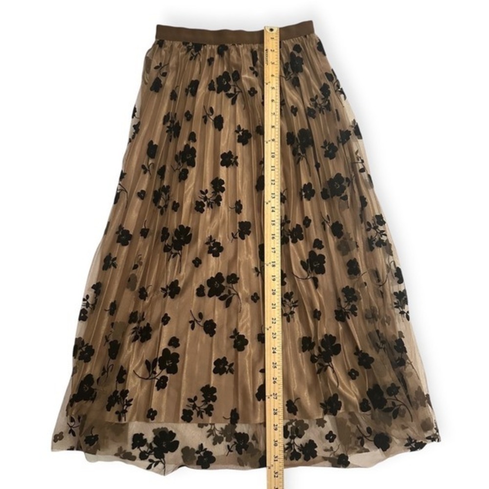 New Mix Pleated Midi Tulle Skirt Brown Medium Womens - Picture 6 of 7